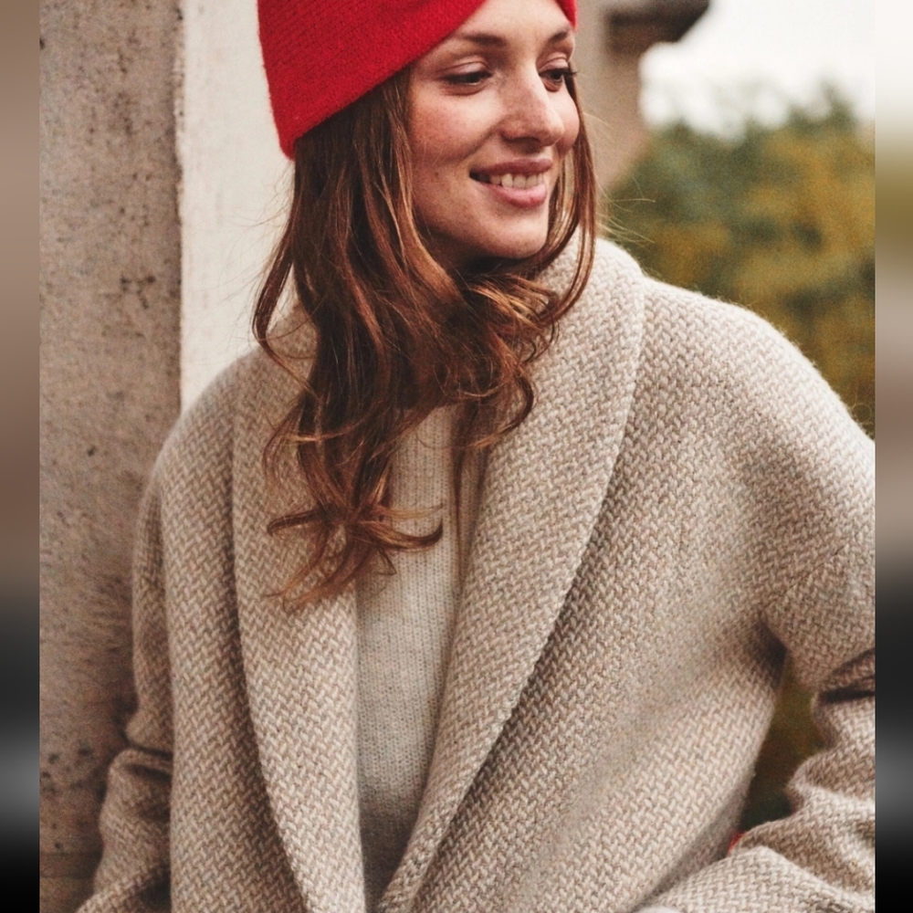 Sezane Bow 100% Wool Short Coat - Picture 3 of 9